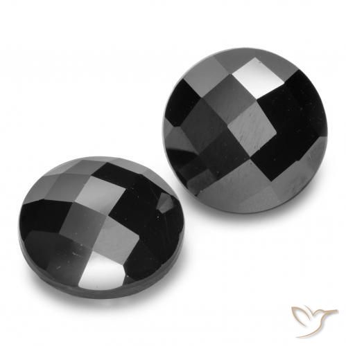 12.77 ctw Black Spinel Stones, Natural Spinel in Round Rose-Cut Shape for Sale