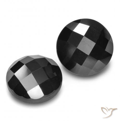 14.91 ctw Black Spinel Stones, Natural Spinel in Round Rose-Cut Shape for Sale