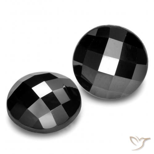 13.01 ctw Black Spinel Stones, Natural Spinel in Round Rose-Cut Shape for Sale