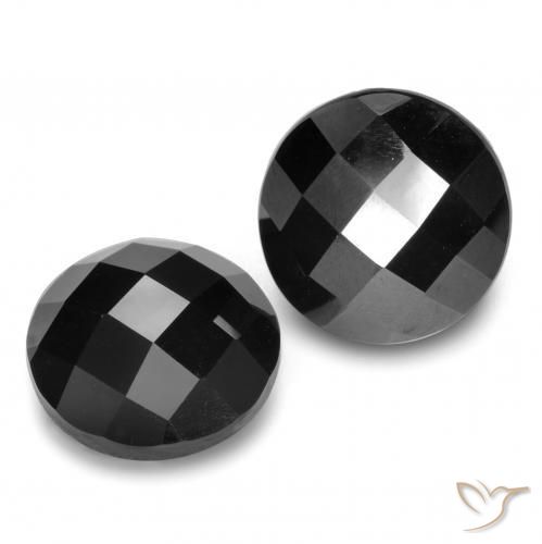 12.29 ctw Black Spinel Stones, Natural Spinel in Round Rose-Cut Shape for Sale