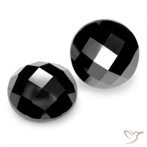 14.77 ctw Black Spinel Stones, Natural Spinel in Round Rose-Cut Shape for Sale