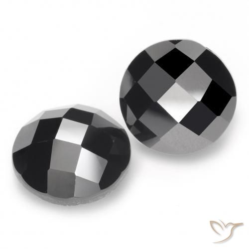 12.44 ctw Black Spinel Stones, Natural Spinel in Round Rose-Cut Shape for Sale