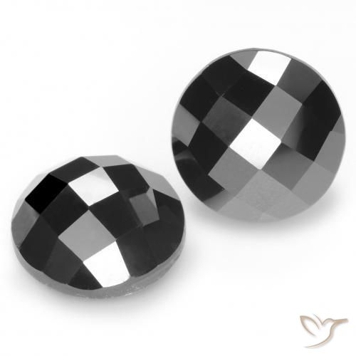14.10 ctw Black Spinel Stones, Natural Spinel in Round Rose-Cut Shape for Sale
