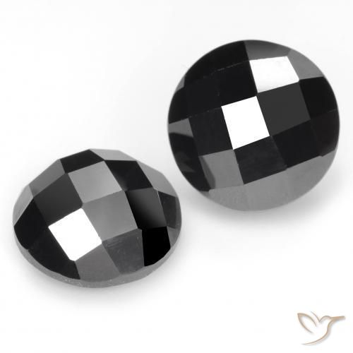 13.21 ctw Black Spinel Stones, Natural Spinel in Round Rose-Cut Shape for Sale