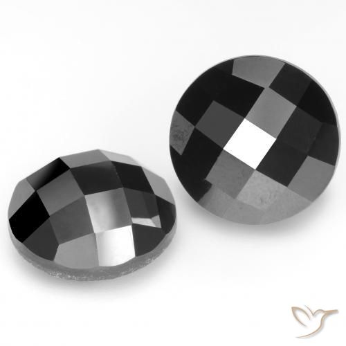 12.96 ctw Black Spinel Stones, Natural Spinel in Round Rose-Cut Shape for Sale