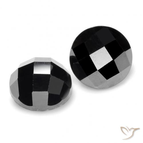 7.18 ctw Black Spinel Stones, Natural Spinel in Round Rose-Cut Shape for Sale