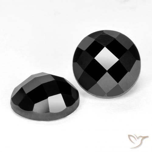 6.60 ctw Black Spinel Stones, Natural Spinel in Round Rose-Cut Shape for Sale