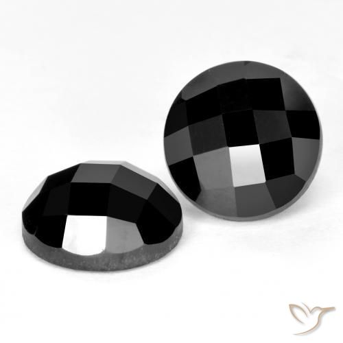 7.36 ctw Black Spinel Stones, Natural Spinel in Round Rose-Cut Shape for Sale