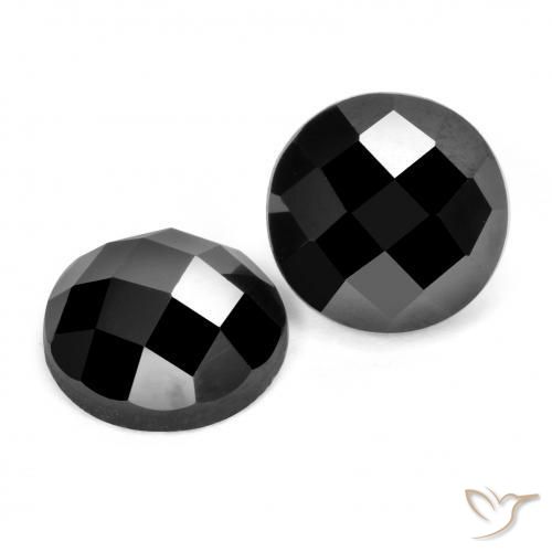7.07 ctw Black Spinel Stones, Natural Spinel in Round Rose-Cut Shape for Sale