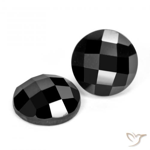 6.70 ctw Black Spinel Stones, Natural Spinel in Round Rose-Cut Shape for Sale