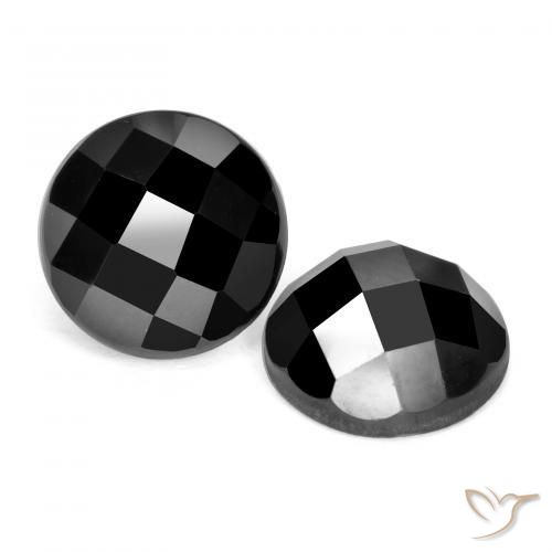 7.06 ctw Black Spinel Stones, Natural Spinel in Round Rose-Cut Shape for Sale