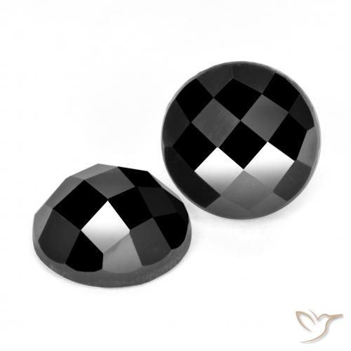 6.99 ctw Black Spinel Stones, Natural Spinel in Round Rose-Cut Shape for Sale