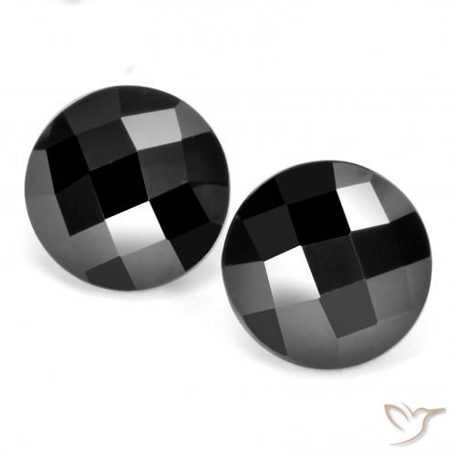 Paire Spinelle Tour 9,3mm - Poids total 6,63 ct / moyenne 3,32 ct chaque, pierre gemme naturelle Non traité, couleur Noire avec pureté Opaque , dureté Mohs 8 convient aux bijoux de tous les jours, pierre de sagesse, Photo A