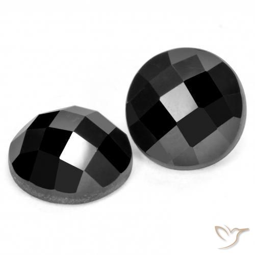 7.42 ctw Black Spinel Stones, Natural Spinel in Round Rose-Cut Shape for Sale