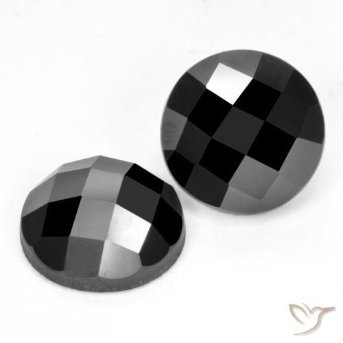 7.33 ctw Black Spinel Stones, Natural Spinel in Round Rose-Cut Shape for Sale
