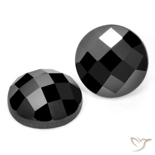 6.74 ctw Black Spinel Stones, Natural Spinel in Round Rose-Cut Shape for Sale