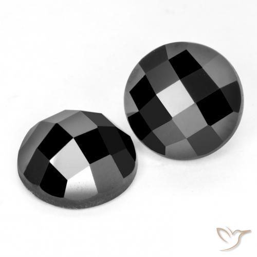 6.90 ctw Black Spinel Stones, Natural Spinel in Round Rose-Cut Shape for Sale