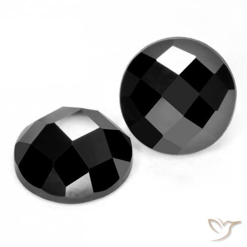 7.01 ctw Black Spinel Stones, Natural Spinel in Round Rose-Cut Shape for Sale