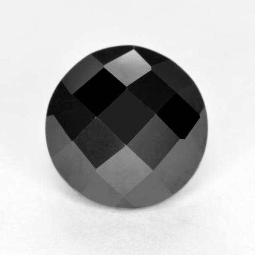 Schwarz Spinell Edelstein - 3.4ct Rund Rosenschliff (ID: 554417)