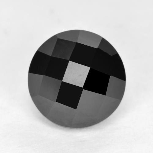Schwarz Spinell Edelstein - 3.4ct Rund Rosenschliff (ID: 554423)