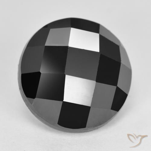 7.53 ct Black Spinel Stone, Natural Spinel in Round Rose-Cut Shape for Sale