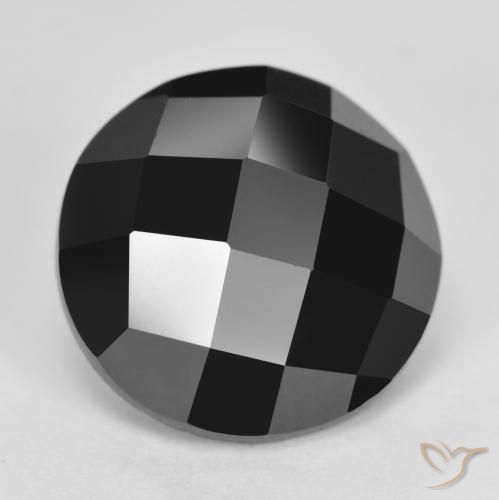7.27 ct Black Spinel Stone, Natural Spinel in Round Rose-Cut Shape for Sale