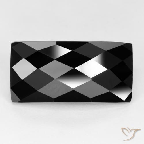 13.53 ct Black Spinel, 20.2 x 10.1 mm Baguette Rose Cut From Thailand, Photo A