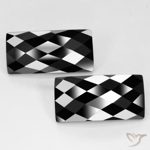 25.66ctw Natural Black Spinel, Baguette, Opaque