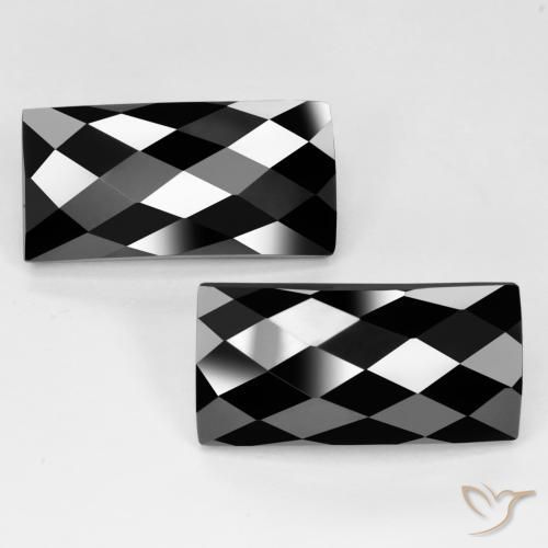 25.41 ctw Black Spinel Stones, Natural Spinel in Baguette Rose-Cut Shape for Sale