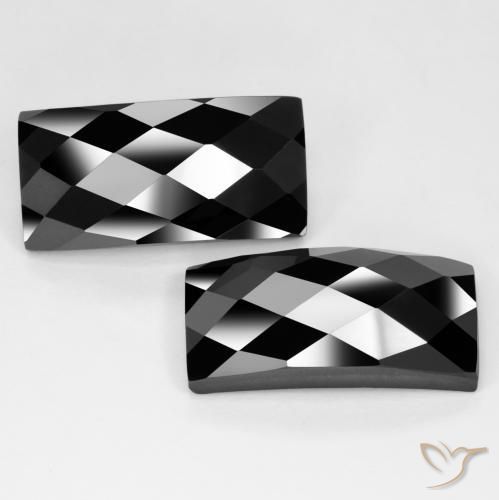 29.37ctw Natural Black Spinel, Baguette, Opaque