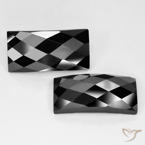 25.09 ct Black Spinel, 19.9 x 10.1 mm Baguette Rose Cut From Thailand, Photo A