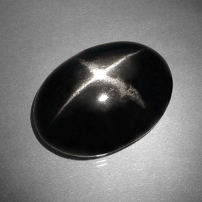 37.46 ct Black Star Diopside Gemstone, Star Diopside Gem in Oval Cabochon Shape for Sale.