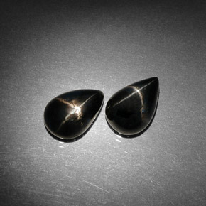 5.34 ct Black Star Diopside Stone, Natural Star Diopside in Pear Cabochon Shape for Sale