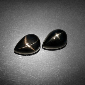 6.21 ct Black Star Diopside Gemstone, Star Diopside Gem in Pear Cabochon Shape for Sale.