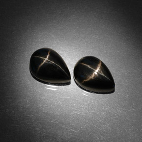 6.03 ct Black Star Diopside Gemstone, Star Diopside Gem in Pear Cabochon Shape for Sale.