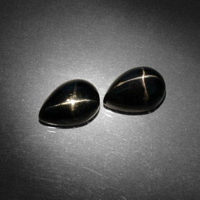 5.47 ct Black Star Diopside Gemstone, Star Diopside Gem in Pear Cabochon Shape for Sale.