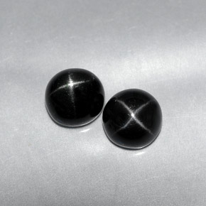3.88 ct Black Star Diopside Gemstone, Star Diopside Gem in Round Cabochon Shape for Sale.
