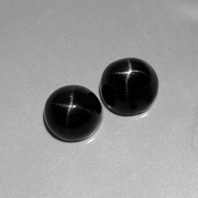 4.58 ct Black Star Diopside Gemstone, Star Diopside Gem in Round Cabochon Shape for Sale.