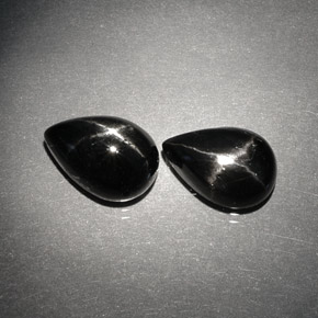 5.45 ct Black Star Diopside Gemstone, Star Diopside Gem in Pear Cabochon Shape for Sale.