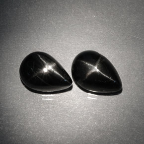 5.52 ct Black Star Diopside Gemstone, Star Diopside Gem in Pear Cabochon Shape for Sale.