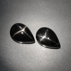 4.38 ct Black Star Diopside Gemstone, Star Diopside Gem in Pear Cabochon Shape for Sale.