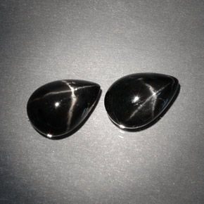 4.38 ct Black Star Diopside Stone, Natural Star Diopside in Pear Cabochon Shape for Sale
