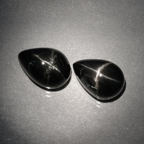 6.26 ct Black Star Diopside Gemstone, Star Diopside Gem in Pear Cabochon Shape for Sale.