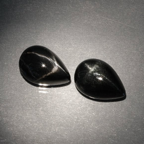 4.65 ct Black Star Diopside Gemstone, Star Diopside Gem in Pear Cabochon Shape for Sale.
