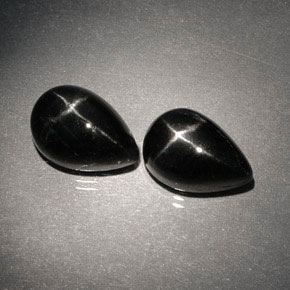 6.87 ct Black Star Diopside Gemstone, Star Diopside Gem in Pear Cabochon Shape for Sale.