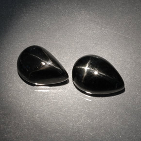 5.78 ct Black Star Diopside Gemstone, Star Diopside Gem in Pear Cabochon Shape for Sale.