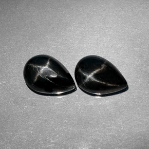5.12 ct Black Star Diopside Gemstone, Star Diopside Gem in Pear Cabochon Shape for Sale.
