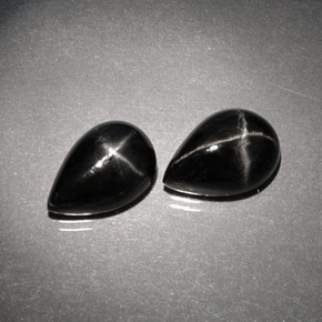 5.06 ct Black Star Diopside Gemstone, Star Diopside Gem in Pear Cabochon Shape for Sale.