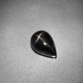 2.75 ct Black Star Diopside Gemstone, Star Diopside Gem in Pear Cabochon Shape for Sale.