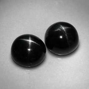 3.87 ct Black Star Diopside Stone, Natural Star Diopside in Round Cabochon Shape for Sale